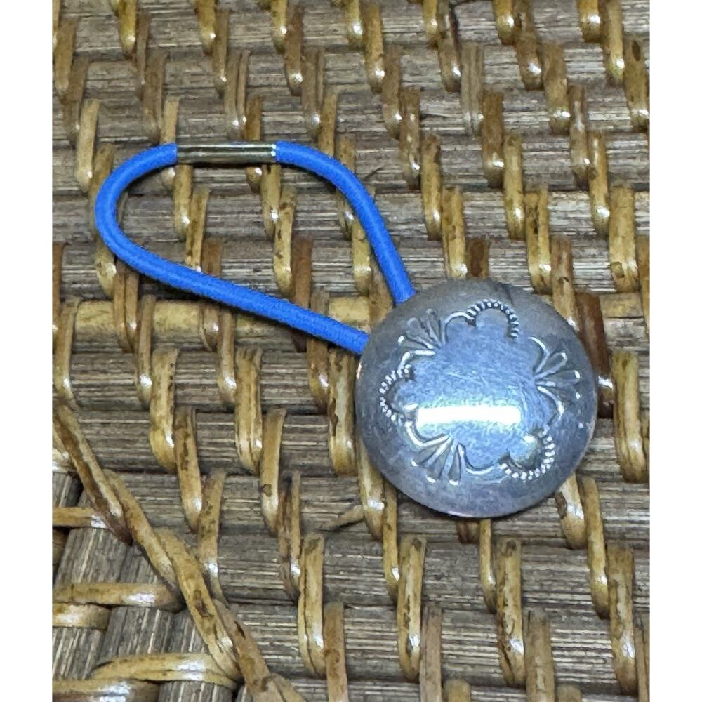 Vintage Southwestern Sterling Silver Concho Blue Hair Tie